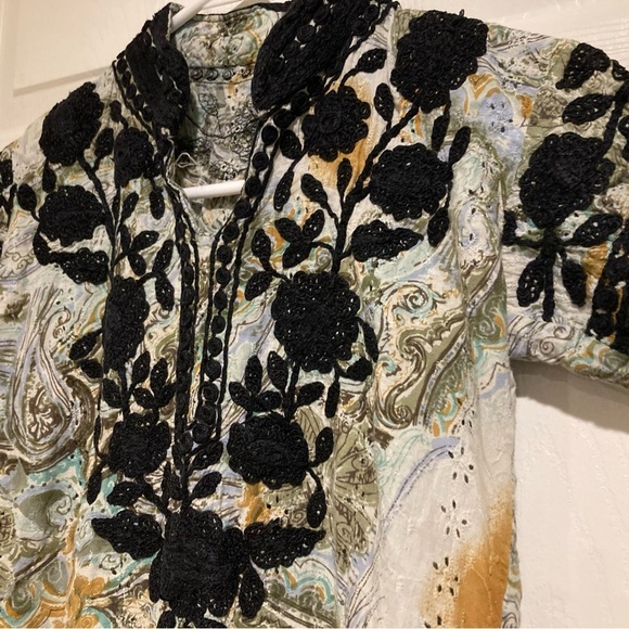 Elegant Boho Black and Multicolor Women's Dress Size XS - Picture 4 of 6